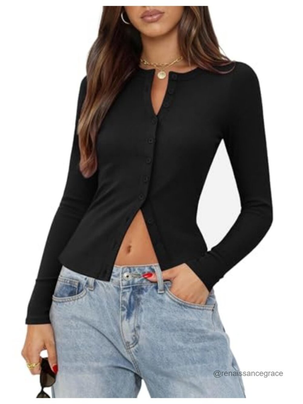 Cardigans for Women Long Sleeve Ribbed Button Down Lightweight Knit Y2K Club